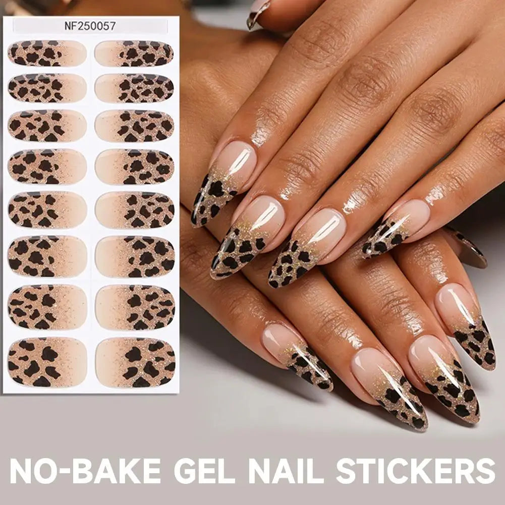Nail Stickers Woman Strips Cheetah Print Gel Wraps Long Lasting Full Qme