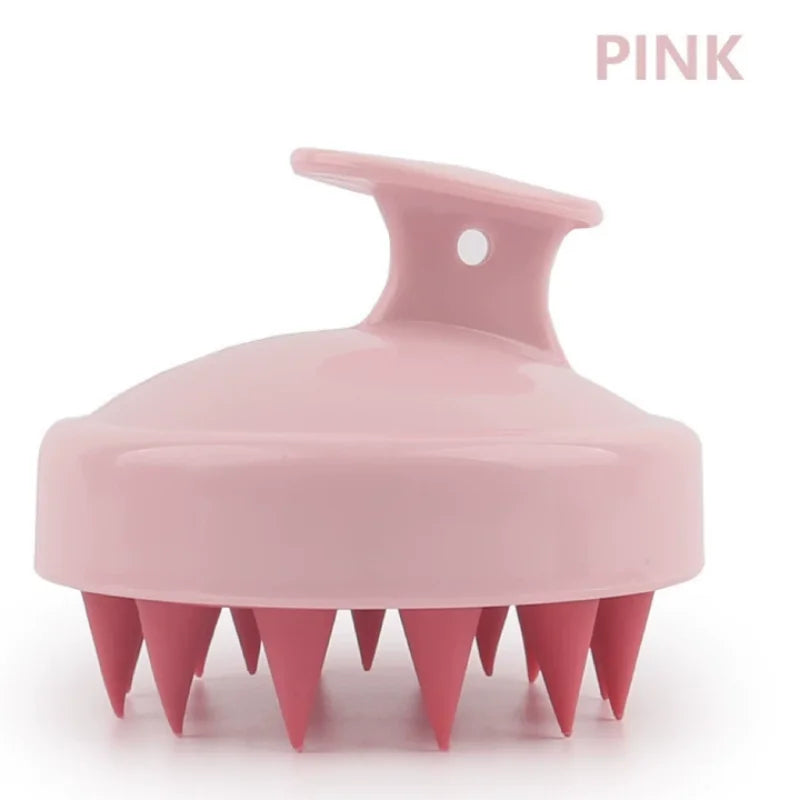 Hair Scalp Massager Shampoo Brush Scalp Scrubber with Soft Silicone Bristles Both Wet Dry Hair Qme 1pcs pink
