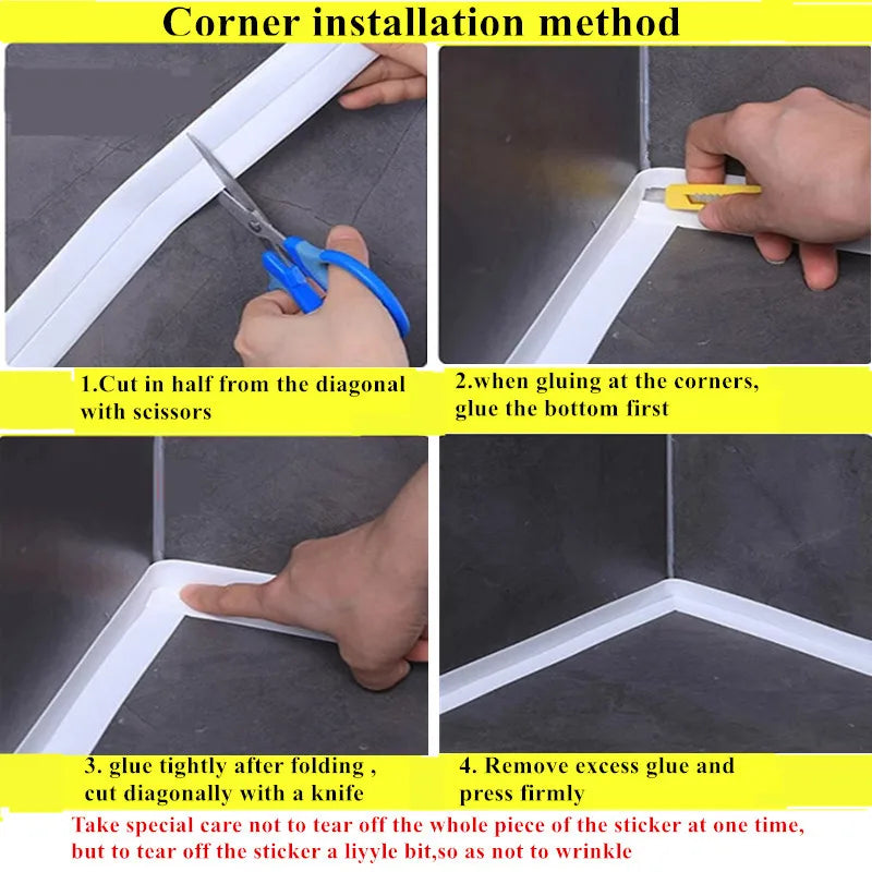 Kitchen Bathroom Wall Sealing Tape Waterproof And Mildew Tile Crack Repair Self Adhesive Waterproof Wall Sticker Sink Edge Tape Qme