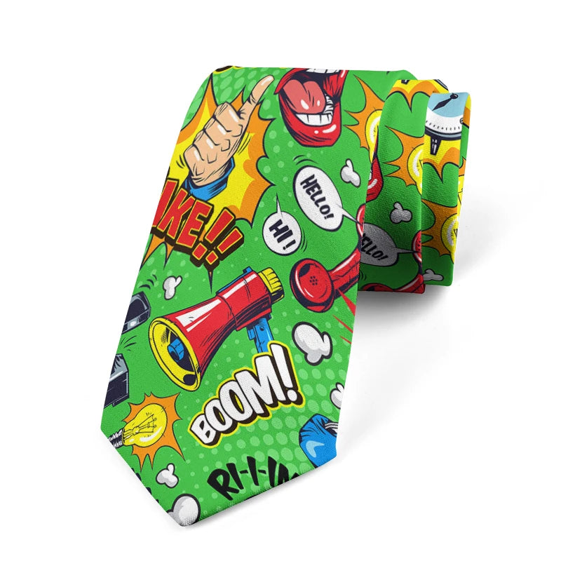 Trendy Players Street Art Tie Casual Fashion Funny Men's Wedding Qme style4