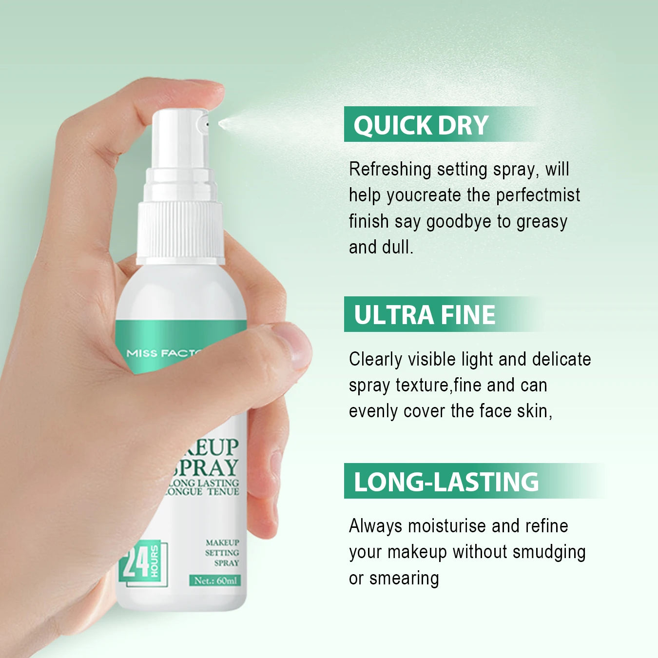 Waterproof Makeup Spray Face Set Lasting Award winning Makeup Spray Anti-smudge and Makeup Off Natural finish Qme