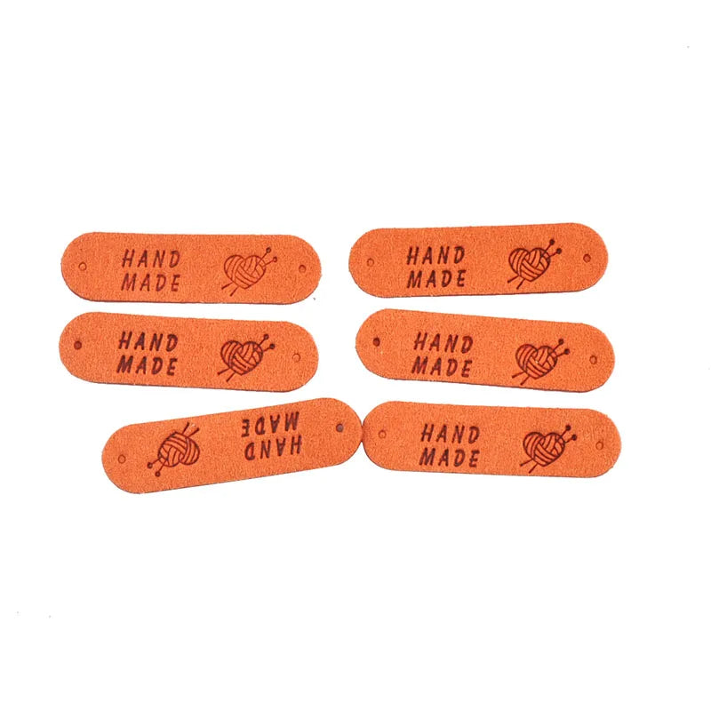 20Pcs 4.5x1.2cm 15Colors Mixed Leather Embossed Labels Sewing Accessories 2holes Garment Tag Handmade DIY Clothes Material c4017 Qme 2-20Pcs