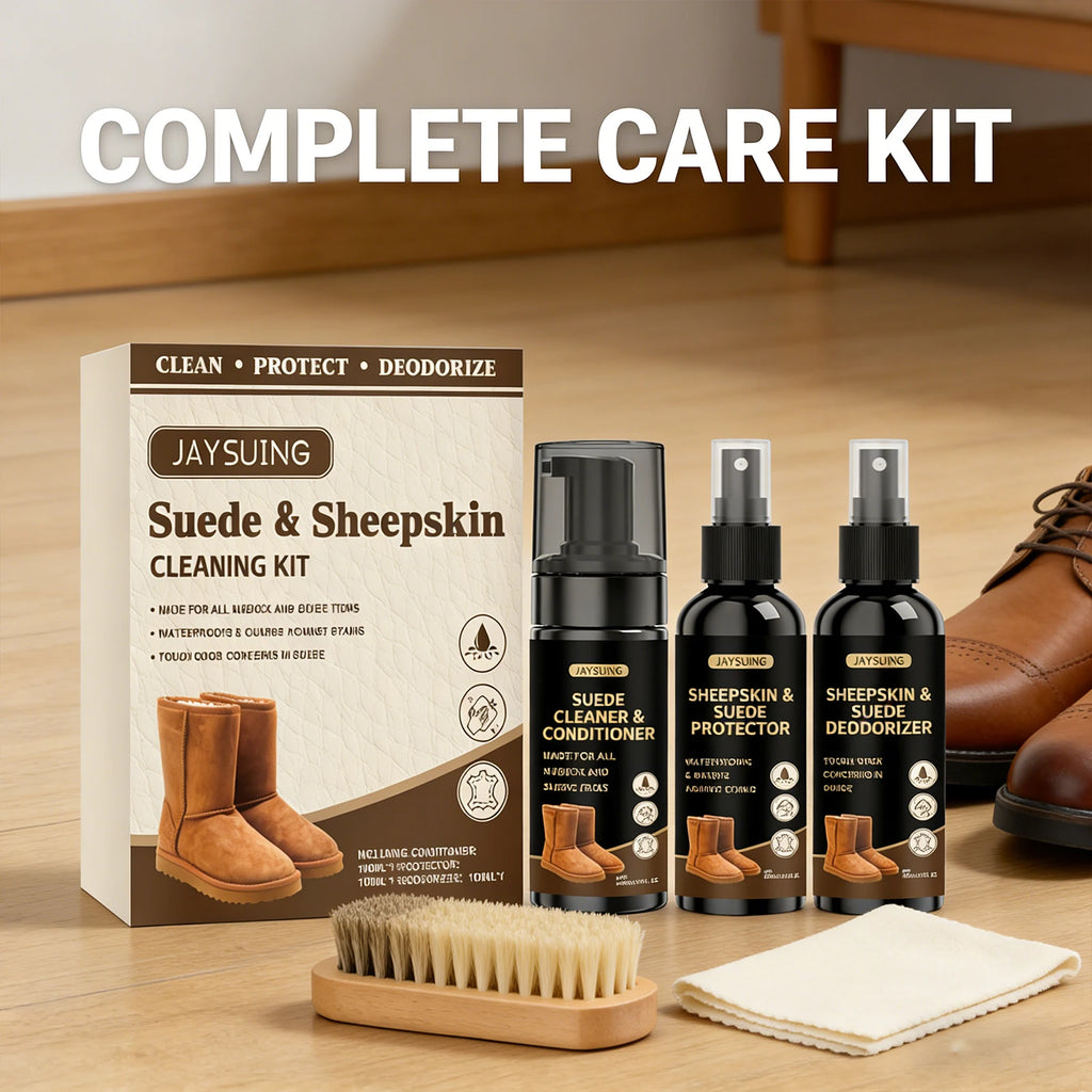 Suede & Sheepskin Cleaning Kit Remove Stubborn Stain Eliminate Odor Decontamination Made for All Nubuck Waterproof Shoe Care Set Qme