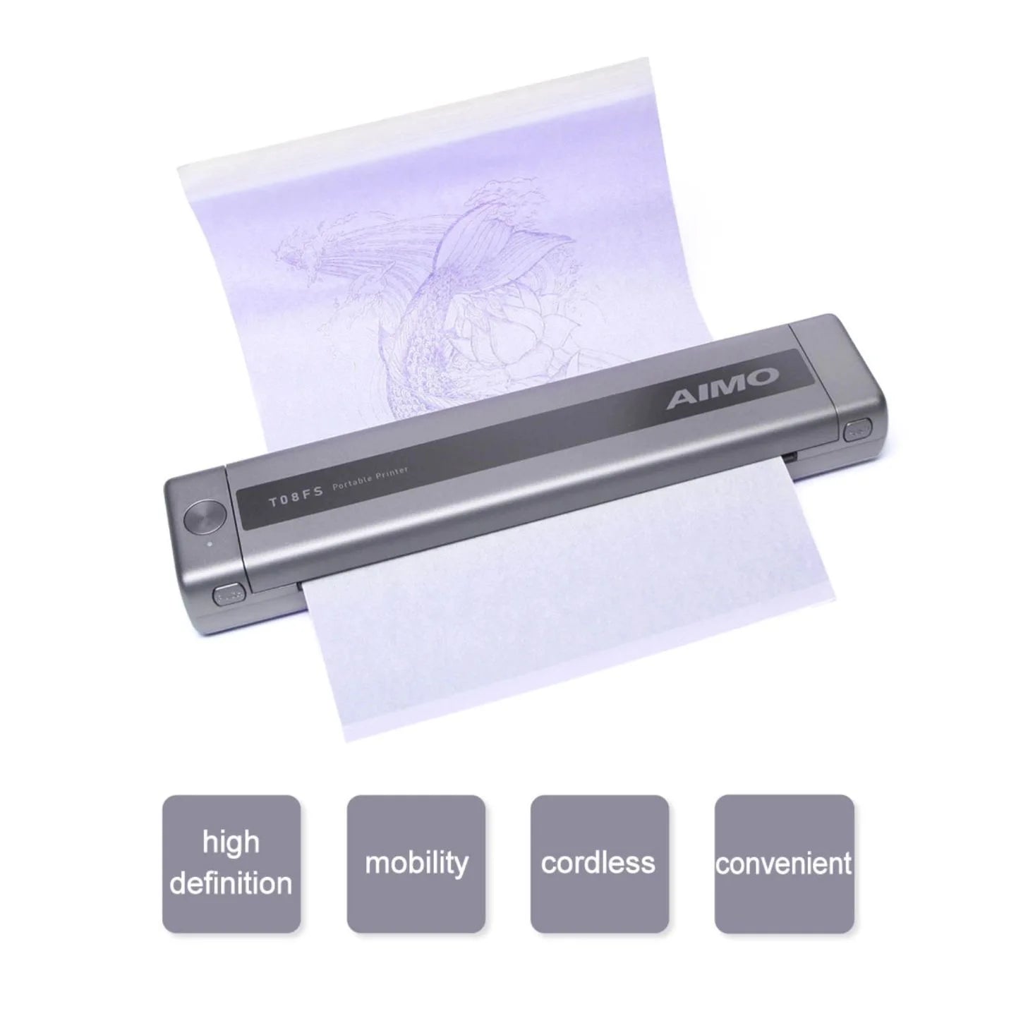 AIMO Tattoo Stencil Printer Thermal Wireless Tattoo Transfer Kit Machine with Transfer Paper Compatible with Smartphone & PC Qme
