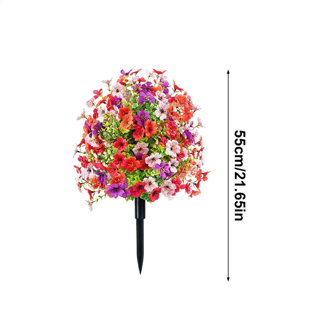 Artificial Topiary Ball Plant Sun-Resistant Fade-Proof 2 Pieces 22inch Flower Topiary Ball Outdoor Decor for Porch Patio Qme