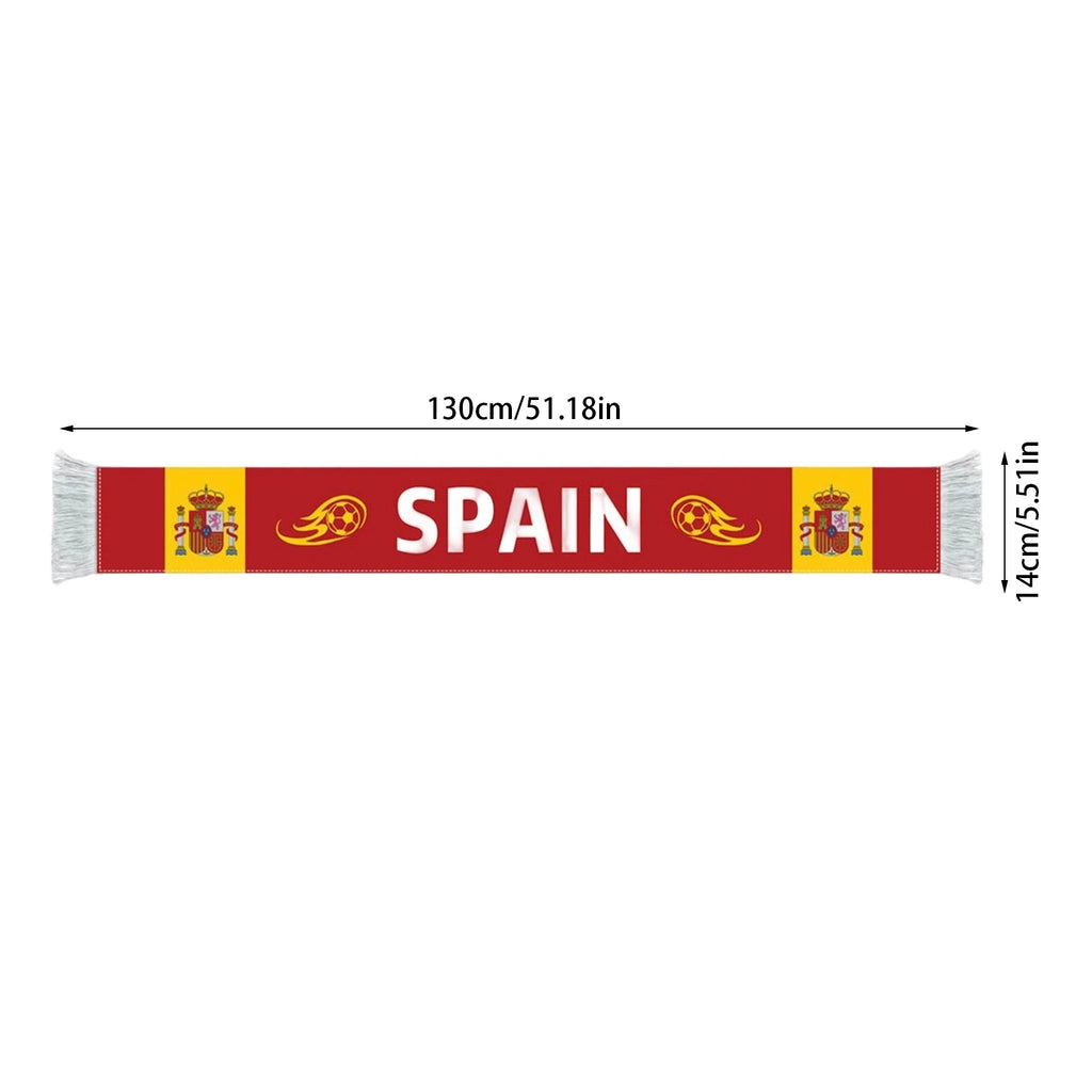 Soccer Match Fan Scarf with National Flag Design and Football Printed Long Style Cheering Props Party Supplies Qme