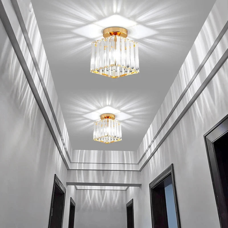Crystal Ceiling Light Corridor Channel Ceiling Lamp Luxur Balcony Aisle Lamp Home Foyer Track Light Kitchen Ceiling Light Qme