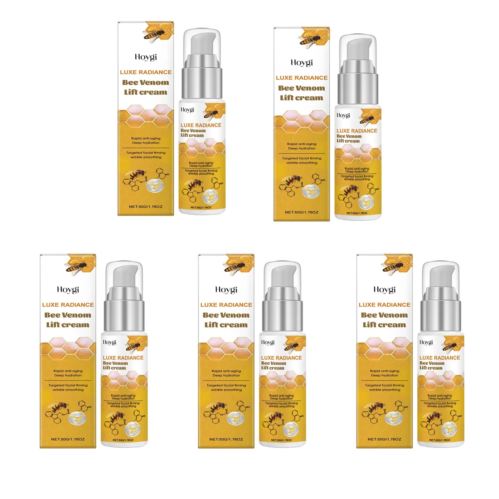 Bee Venom Face Cream Firming & Moisturizing Anti-Wrinkle Day Night Cream Tightening Nourishing Brightening Facial Skin Care 50ml Qme A-5 x 50g Boxed