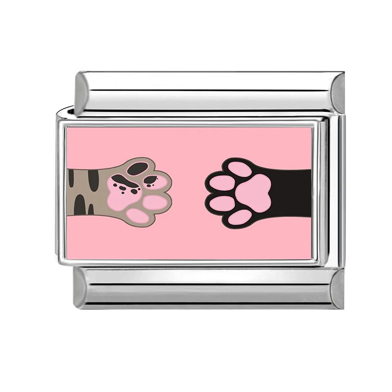 New 2026 Y2K Design Colorful Cute Cat Claw Love Heart Italian Charm Links Fit 9MM Stainless Steel Bracelet DIY Making Jewelrys Qme Style 4