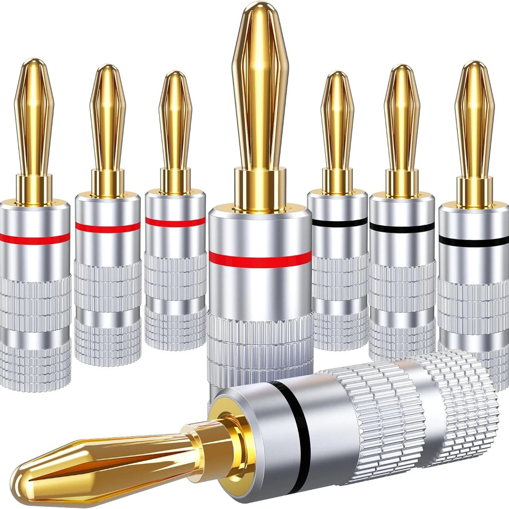 10pcs Connector 4mm Speaker Banana Plugs 24K Copper Gold Plated 4mm Jack Match with 4mm Binding Post Qme 10pcs random