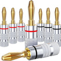 10pcs Connector 4mm Speaker Banana Plugs 24K Copper Gold Plated 4mm Jack Match with 4mm Binding Post Qme 10pcs random