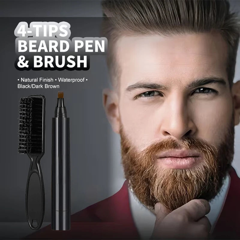 Instant Beard Filler Pen Brush Comb Disposable Waterproof Moustache Qme