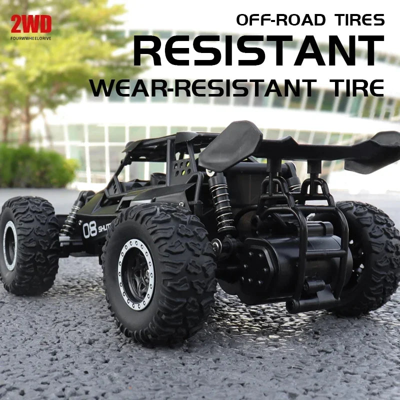 RC Car 2.4Gh Model With LED Lights 2WD High Speed Off-road Remote Control Climbing Vehicle Outdoor Cars Drift Kid Toys Boys Gift Qme