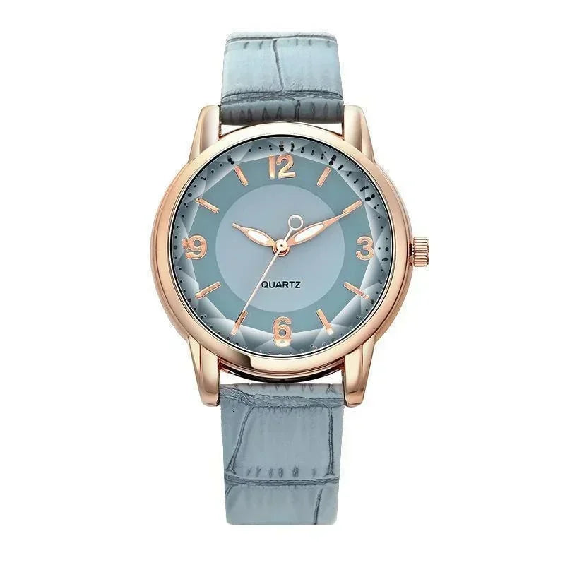 Leather Strap Ladies Watch Polygon Glass Luxury Women clocks Dial Quartz Creative Fashion Quartz Watch Qme