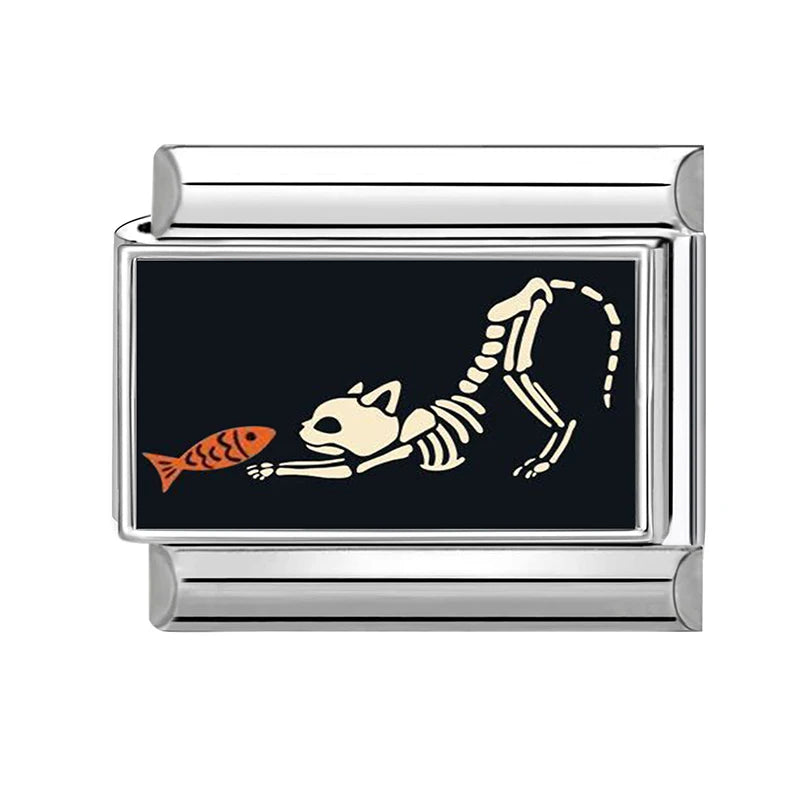 2026 Women Men Colored Star Ghost Cats Halloween Charms Italian Links