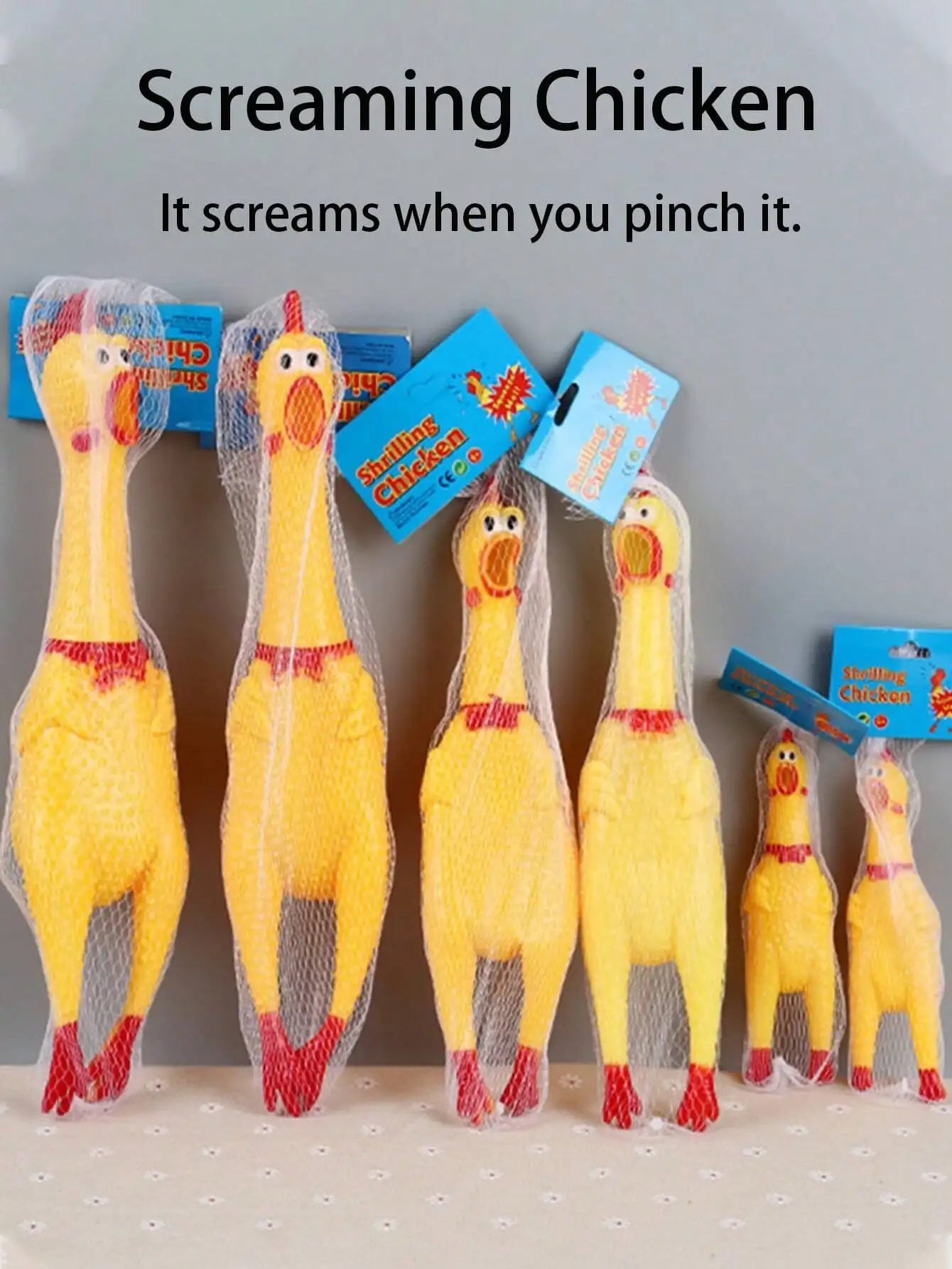 Big Small Screaming Chicken Prank Novelty Stress Relief Toy Funny Qme