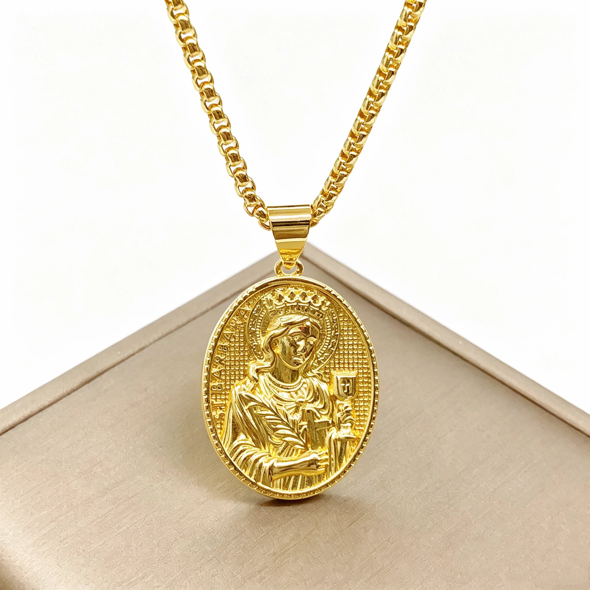 Stainless Steel Chain Classic Christian Catholic Jesus Christ Our Lady of Guadalupe Necklace for Men Women Party Amulet Jewelry Qme 4 60cm
