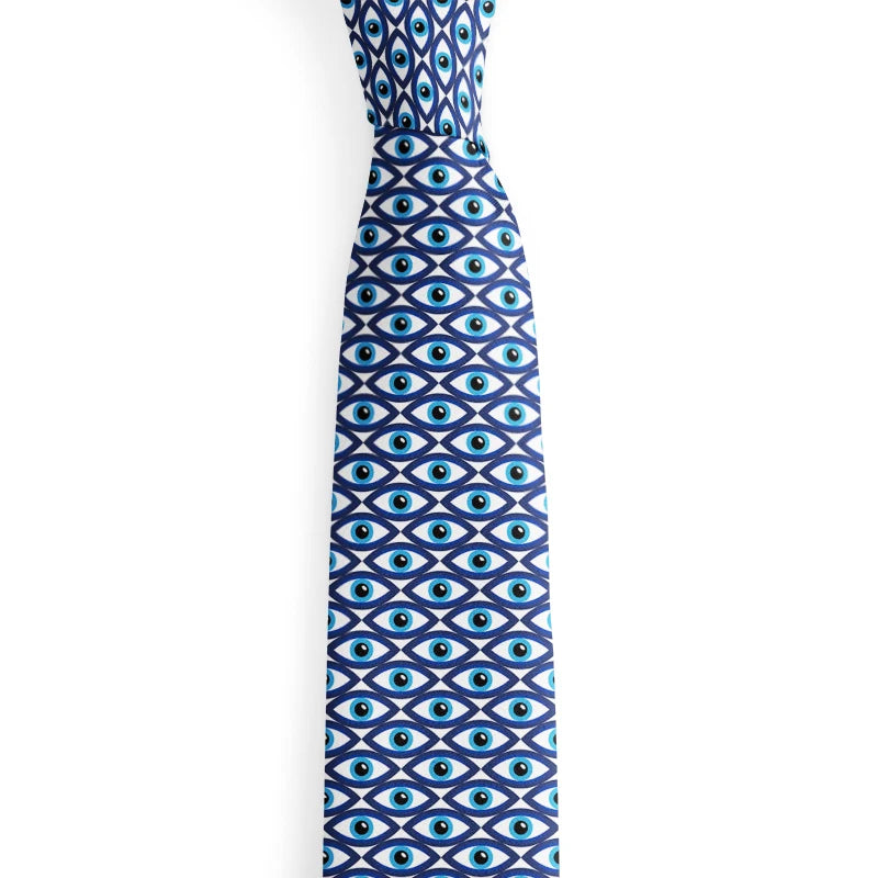 Fashion Eye Print Polyester Wide Tie Novelty Men's Classic Qme