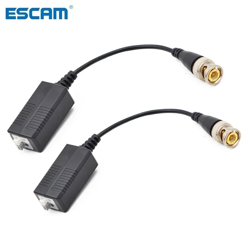 ESCAM 2PCs 3000FT Distance UTP Video Balun Twisted CCTV Balun Passive Transceivers BNC Cable Cat5 CCTV Adapter Qme Default Title