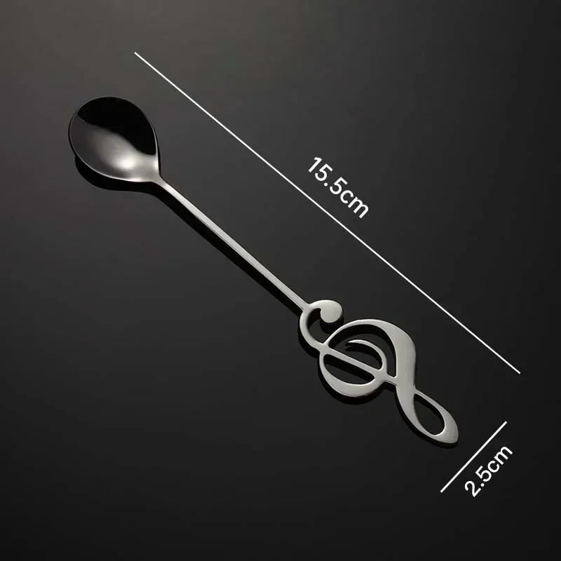 Creative Musical Note Coffee Spoon Stainless Steel Stirring Spoon Ice Cream Dessert Teaspoon Unique Kitchen Tableware Accessory Qme