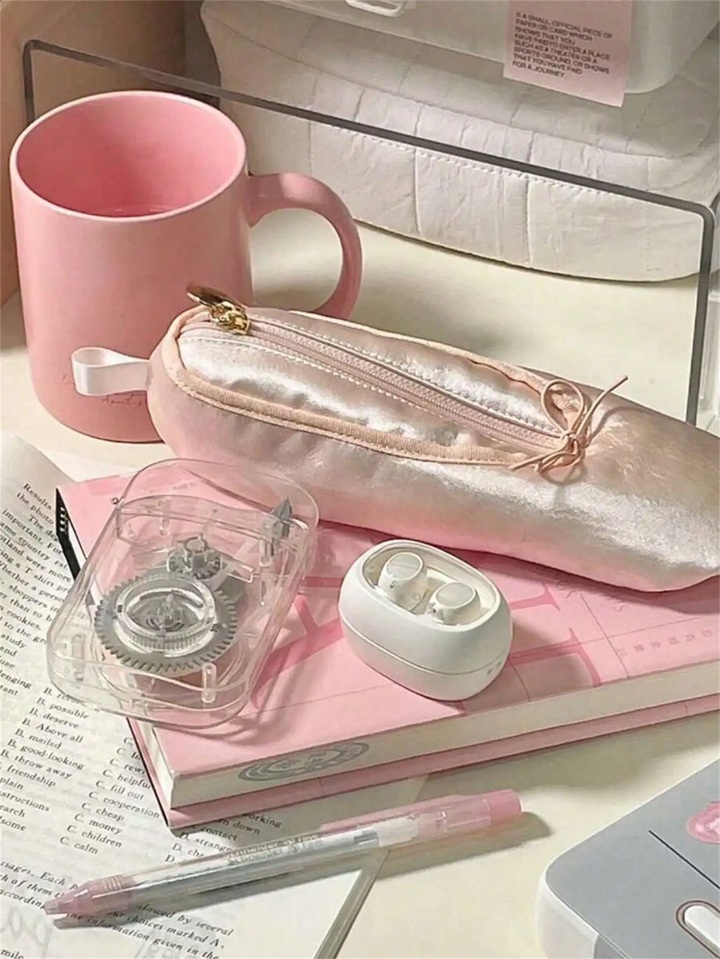 Vintage French Ballet Shoes Shaped Handmade Pencil Case Makeup Pouch Qme