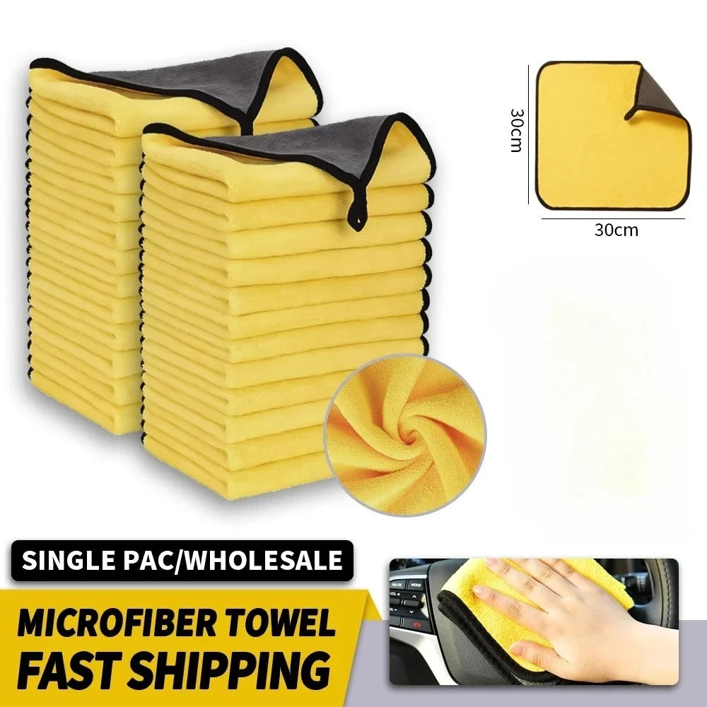 10/5/3/1pcs Thicken Microfiber Car Cleaning Towels Soft Quick Drying Windows Mirrors Wiping Rags Home Double Layer Clean Cloths Qme