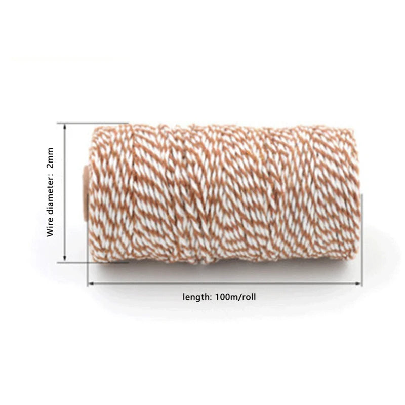 2mm Thick Butchers String Cotton Twine Meat Prep Trussing Turkey Barbecue Strings Meat Sausage Tie Rope Cord 100 Meters Qme