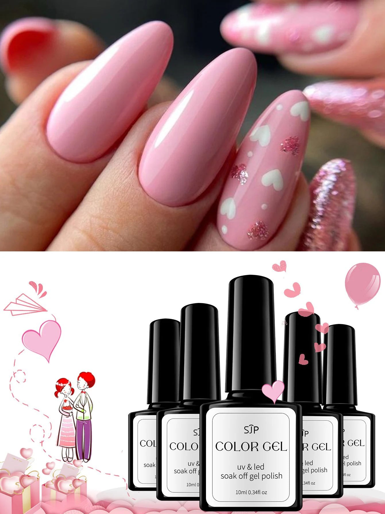 Valentine's Day Nail Polish Vernis Gel Rouge Couleurs Art Red UV LED Qme