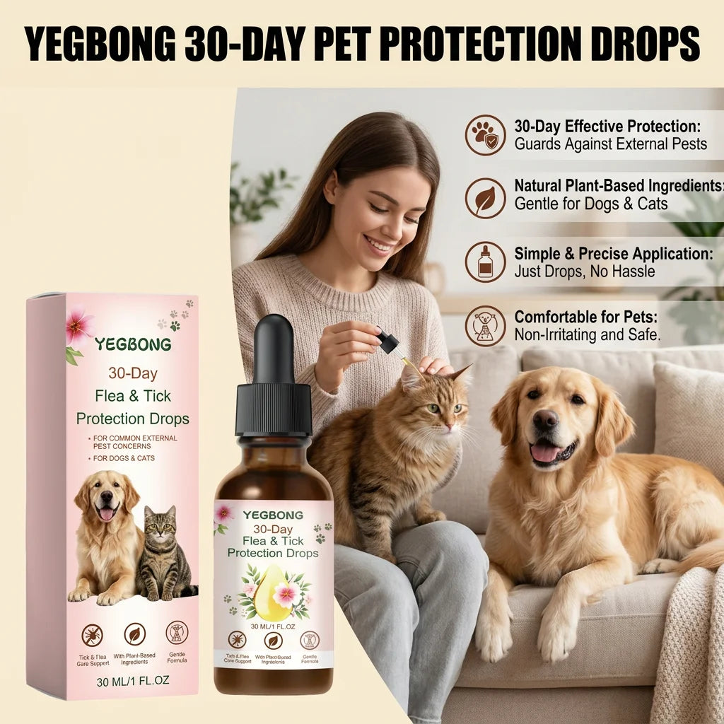 Pet Flea & Tick Removing Drop Cleaning Skin Repel Fleas & Mites Refreshing Long-Lasting Protection Gentle Pet Pest Repellent Oil Qme
