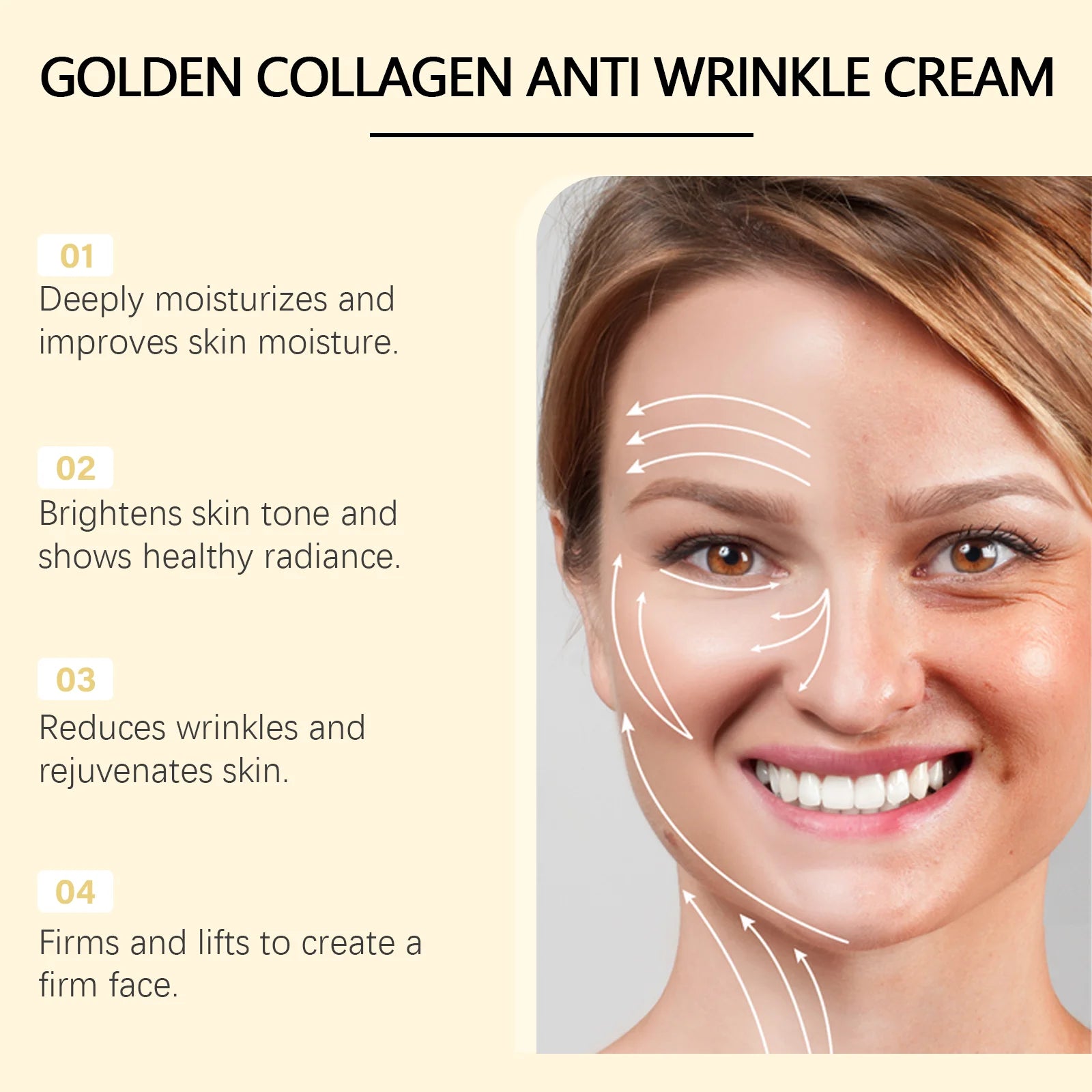 24k Gold Collagen Face Cream Lifting Firming Anti Wrinkle Fade Fine Lines Brightening Smooth Pores Hydrating Moisturizing Cream Qme