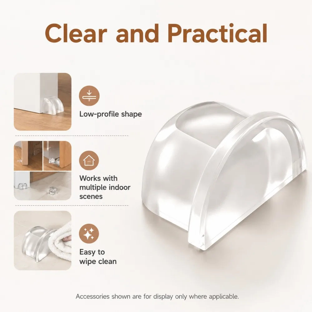 1-8pcs Transparent Silicone Door Stopper Self Adhesive Wall Protector Rubber Bumper Pad For Door Handle Cabinet Corner Furniture Qme