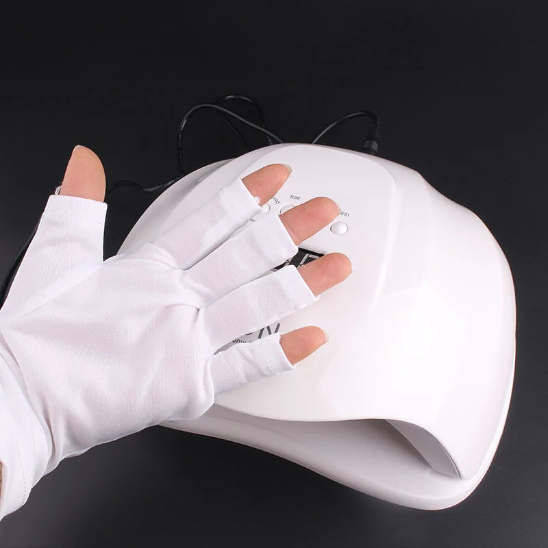 Anti UV Gloves Gel Professional Protection Gloves For ManicuresProtect Hands Nail Art Stretchy Fingerless Glove For Home Outdoor Qme