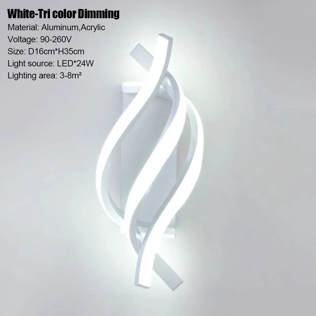 Modern LED Wall Lamp Home Decoration Line Bedroom Bedside Corridor Living Room Backgroud Black White Lighting Lustre Wall Sconc Qme WHITE LED 3 Color
