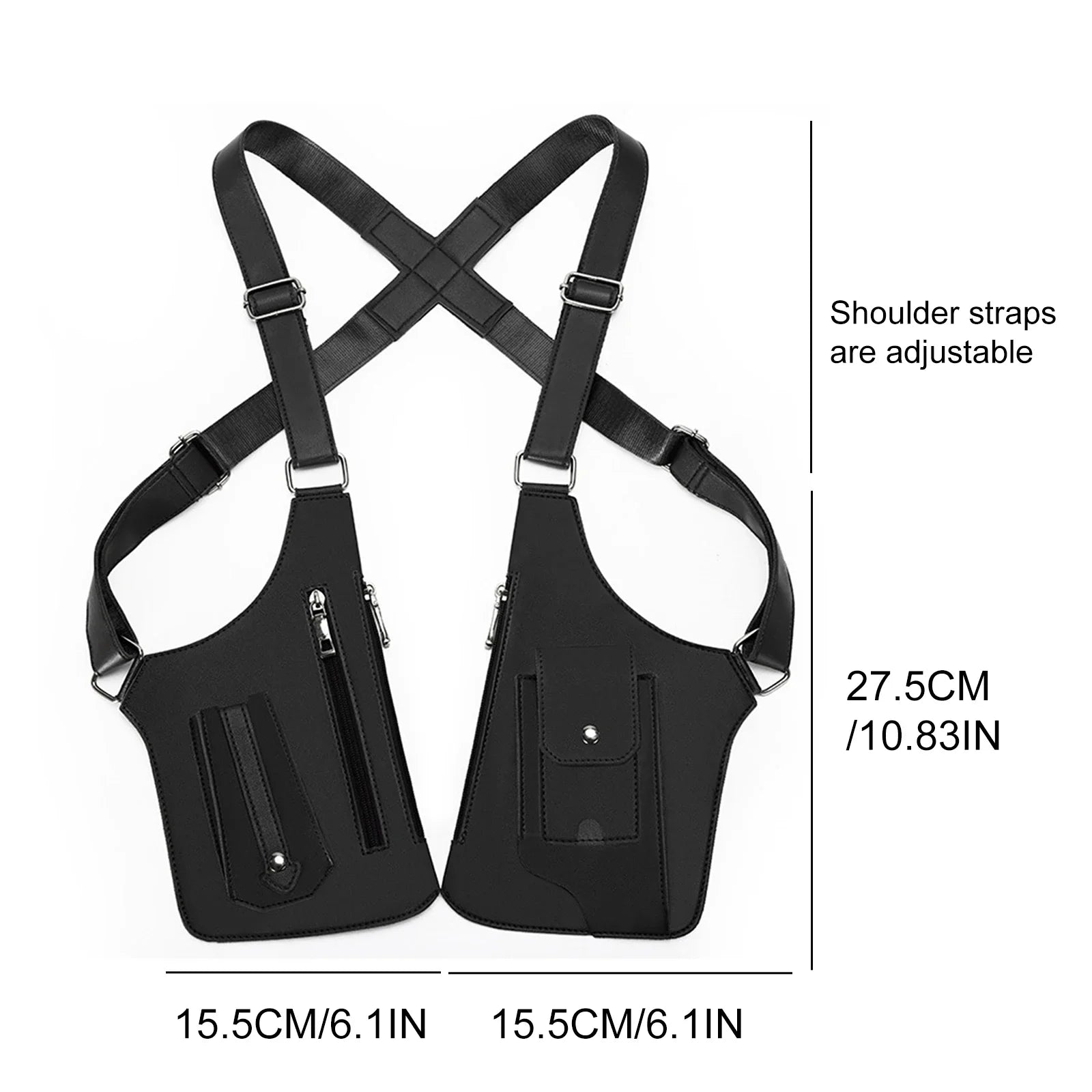 PU Leather Double Shoulder Armpit Bag Anti-Theft Underarm Strap Wallet Pocket Holster Bags for Men Women Travel Outdoors Bags Qme