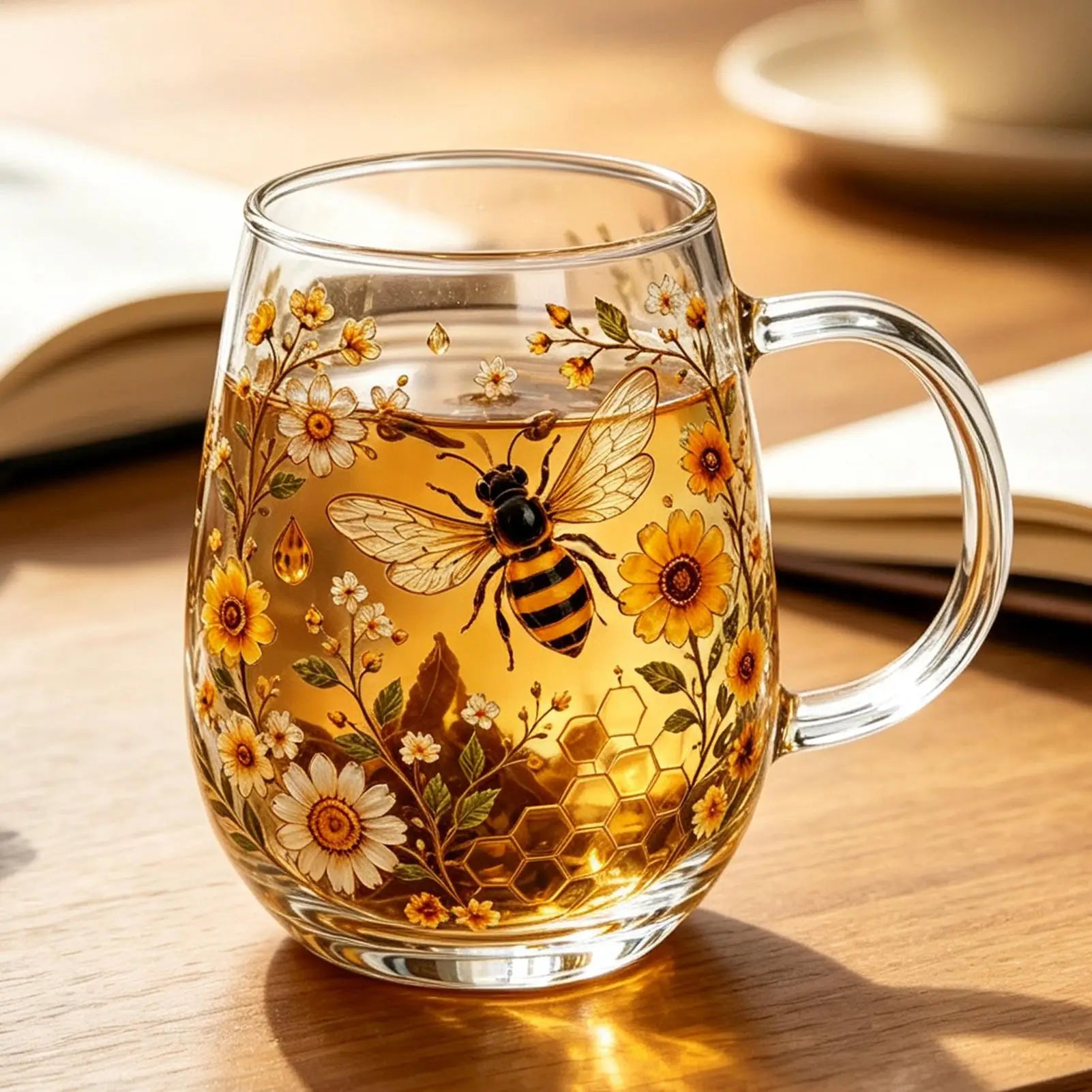 Flower Coffee Mug Decorative Vintage Hummingbird Wildflower Drinkware Qme