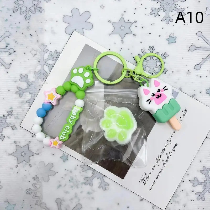 Cat Claw Stress Relief Squeeze Toy Ice Transparent Mini Keychain Cute Qme A10