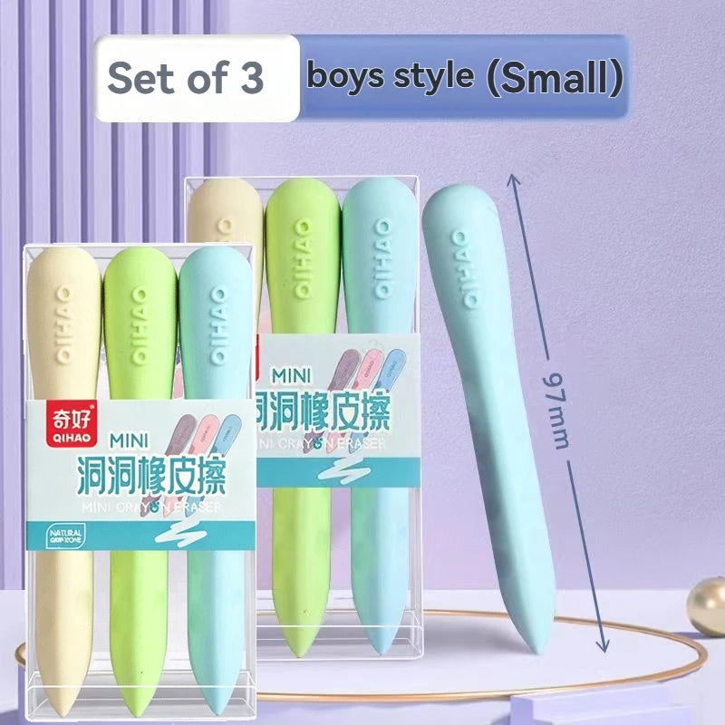 3/6Pcs Hole Eraser Pen No Dust No Crumbs Clean Eraser Cute Portable Eraser for Art Drawing Stationery Supplies Qme 6Pcs -Small-Boy