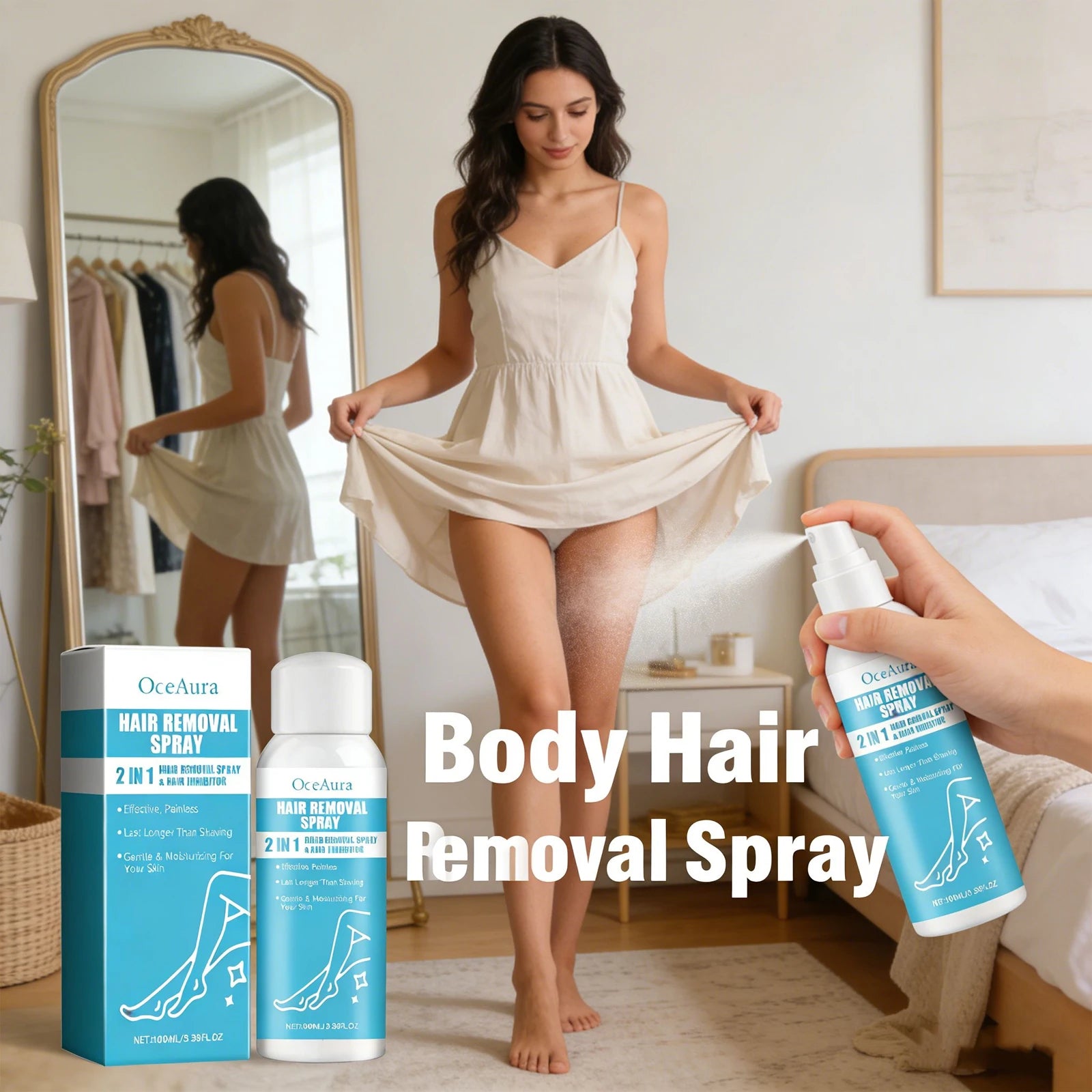 Natural Painless Hair Removal Spray Easy Remove Body Armpit Leg Private Hair Soften Slow Hair Growth Inhibitor Depilatory Cream Qme