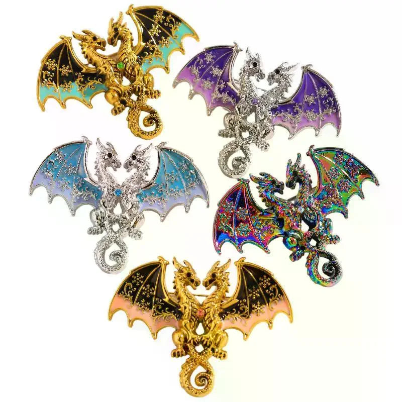 Unisex Beautiful 5-color Animal Party Office Brooch Pins Gifts Metal Dragon Brooches For Women Qme