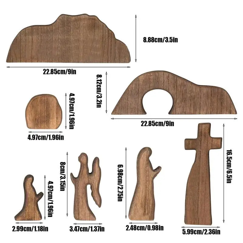 Empty Tomb Easter Scene Decoration Wood Table Jesus Nativity Statue Qme