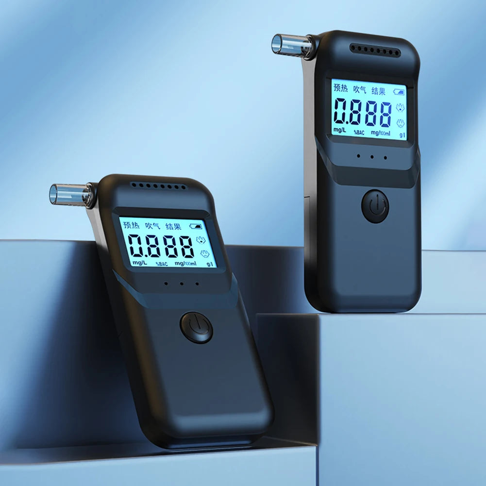 Digital Alcohol Breath Tester with 5 Mouthpieces LCD Display Portable Breathalyzer Handheld Alcohol Analyzer for Home Party Use Qme