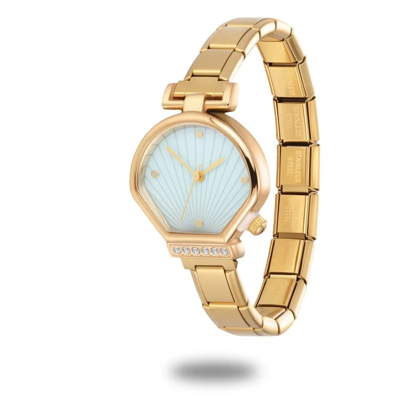 Fashion Stainless Steel Ocean Series Seashell Starfish Watch Bracelet