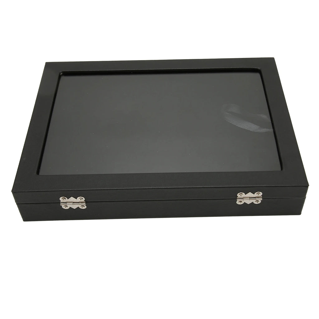Medal Frame Box Space Saving Pin Display Case Dustproof Transparent Lid Sponge Lining with Lock Buckle for Badge Collection Qme black
