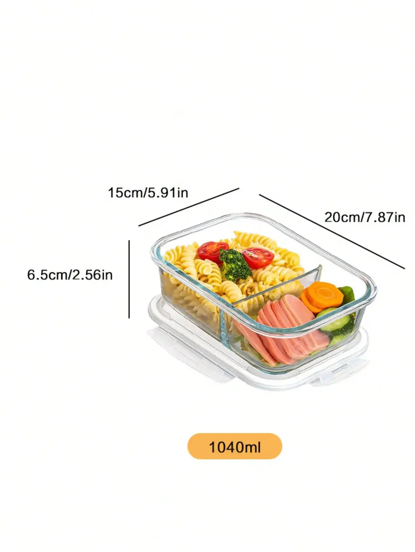 Glass Food Storage Container Lid Meal Prep Fridge Dishwasher Qme L-2-point grid