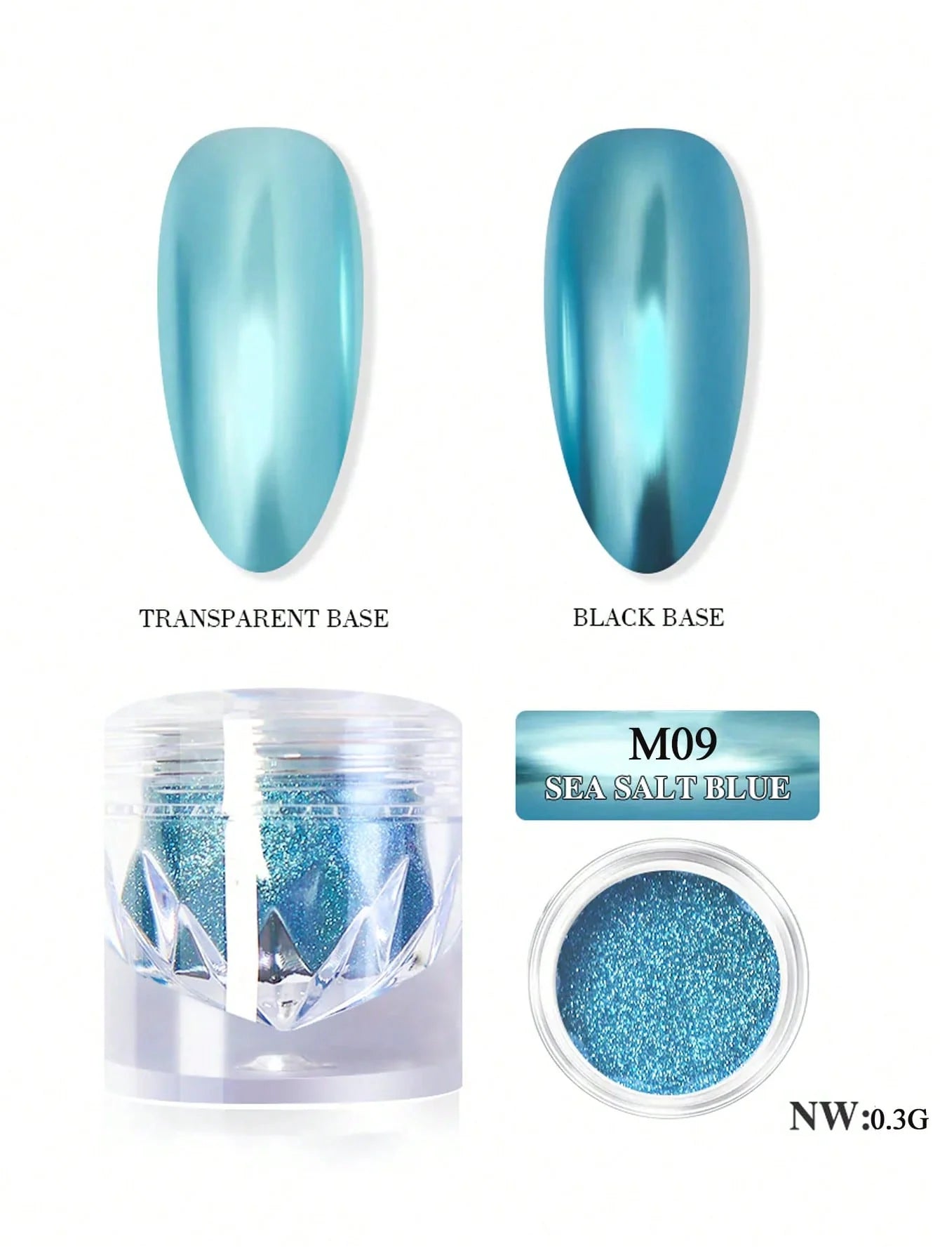 1 Magic Mirror Chrome Nail Powder Sparkling Glitter Decoration Qme M09