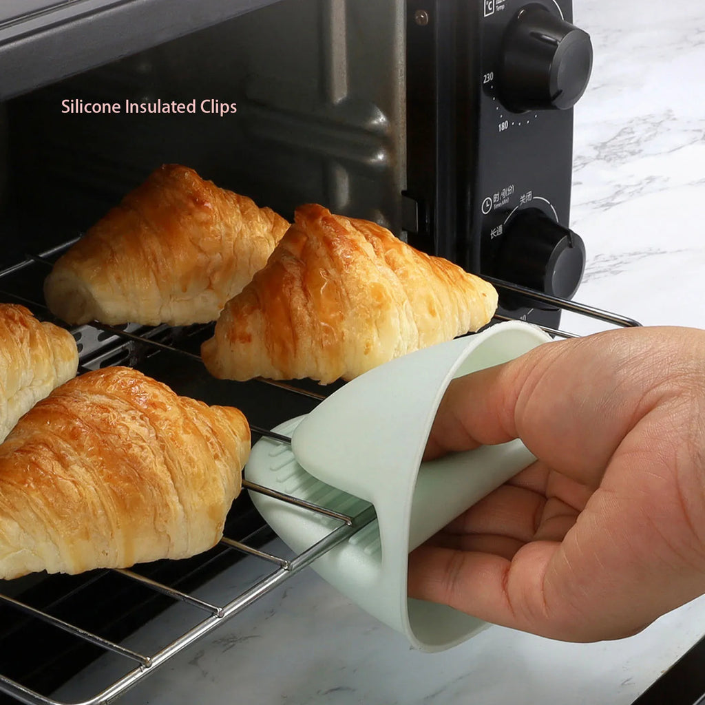 2pcs Oven Mitts Silicone Heat Resistant Pinch Mitts Anti Scalding Non Slip Gloves Clips Pot Holder Cooking Baking Oven Mitts Qme