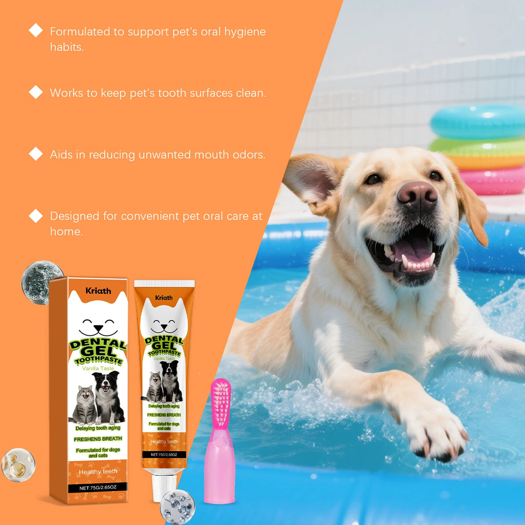 Pet Toothpaste Care Set Effectively Remove Dental Plaque Whitening Teeth Eliminate Pet Oral Odor Vanilla Flavored Pet Toothpaste Qme