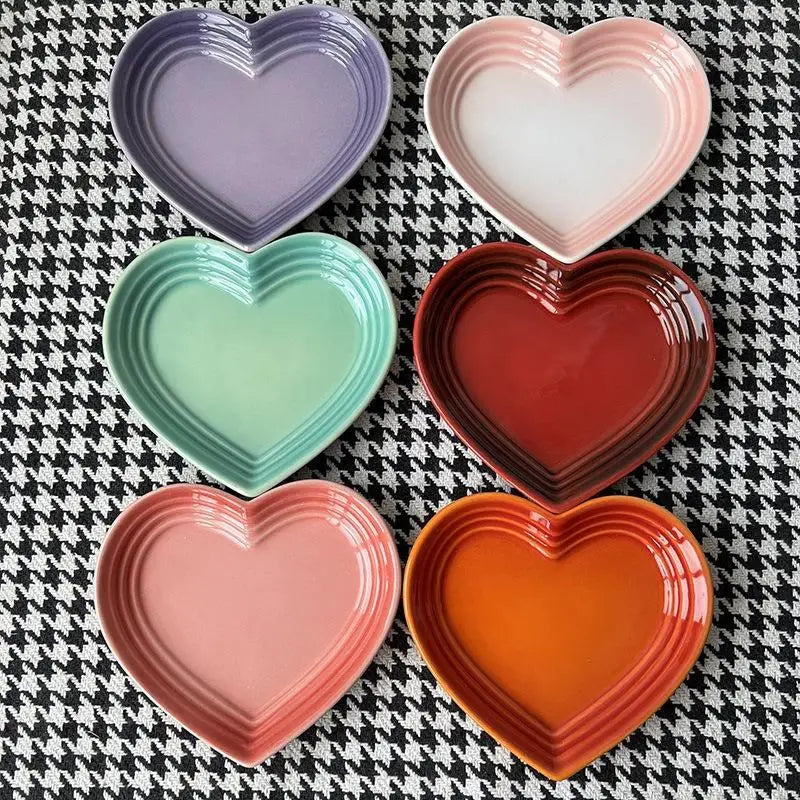 Small Cats Dogs Ceramic Cat Bowl Extra Heart-shaped Wide Anti Qme