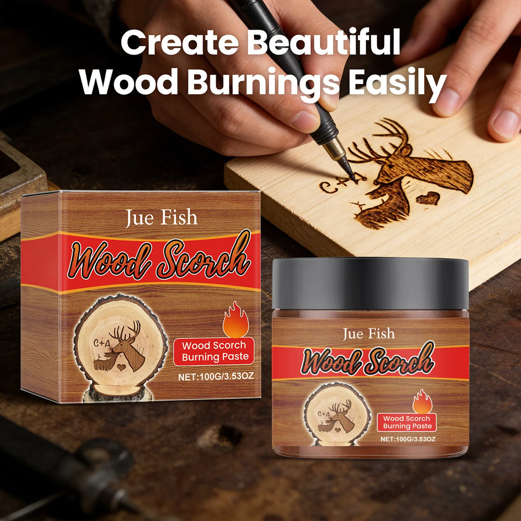 Wood Scorch Burning Paste DIY Pyrography Handmade Personalization Stimulate Creativity Interesting Combustion Effect Unique Gift Qme