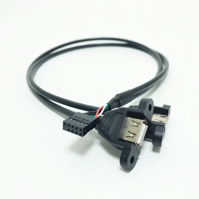 A Female To Internal 9 Pin Header Adapter High Speed 30cm/1FT 2 Dual Port USB PCB Motherboard Cable for PC MainBoard Qme 0.5m